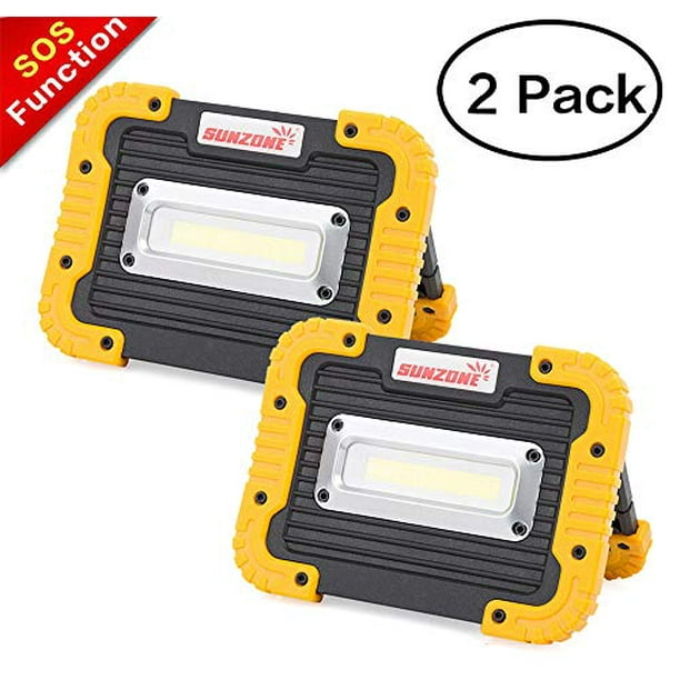 Yellow 2 Pack SUNZONE LED Work Light Rechargeable Portable Waterproof LED Flood Lights for Outdoor Camping Hiking Emergency Car Repairing and Job Site Lighting